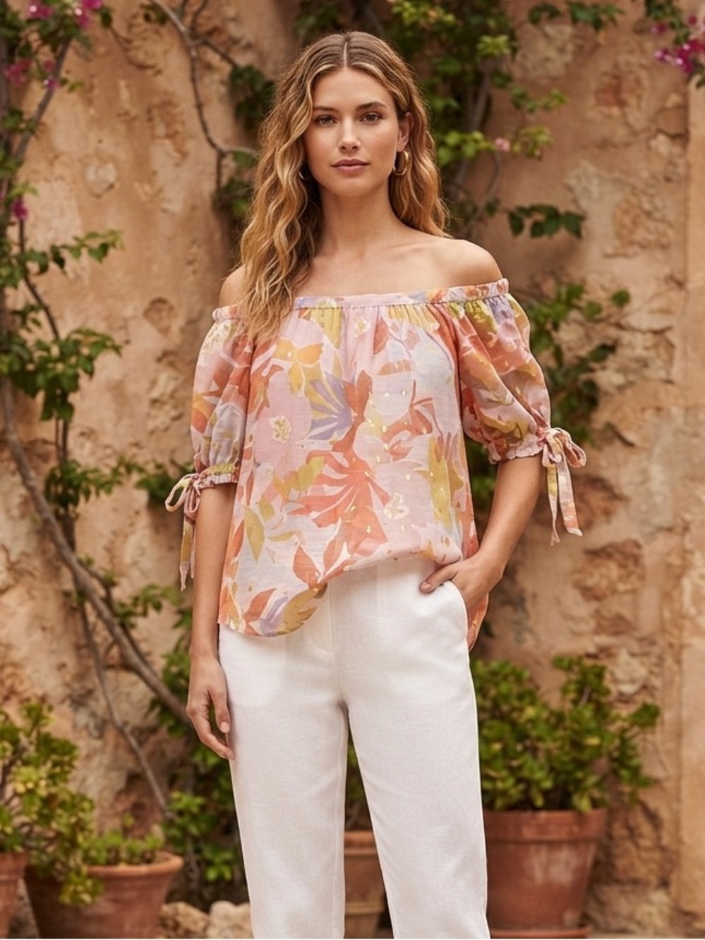 Harve Benard Chic Floral Off Shoulder Top - Size XL - NWT